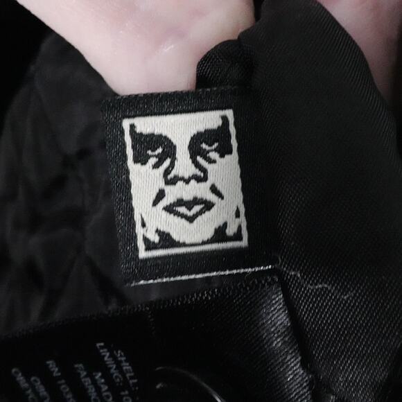 Obey Jacket Mens Small Black Gray Red Plaid Sherpa Collar Flannel Lined Workwear - Picture 11 of 12